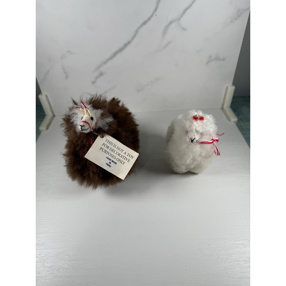 Lot Of Two Peruvian Handmade Alpaca Wool Figurines